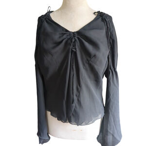 XL Dress U by Sharon black bell sleeve women's blouse #16